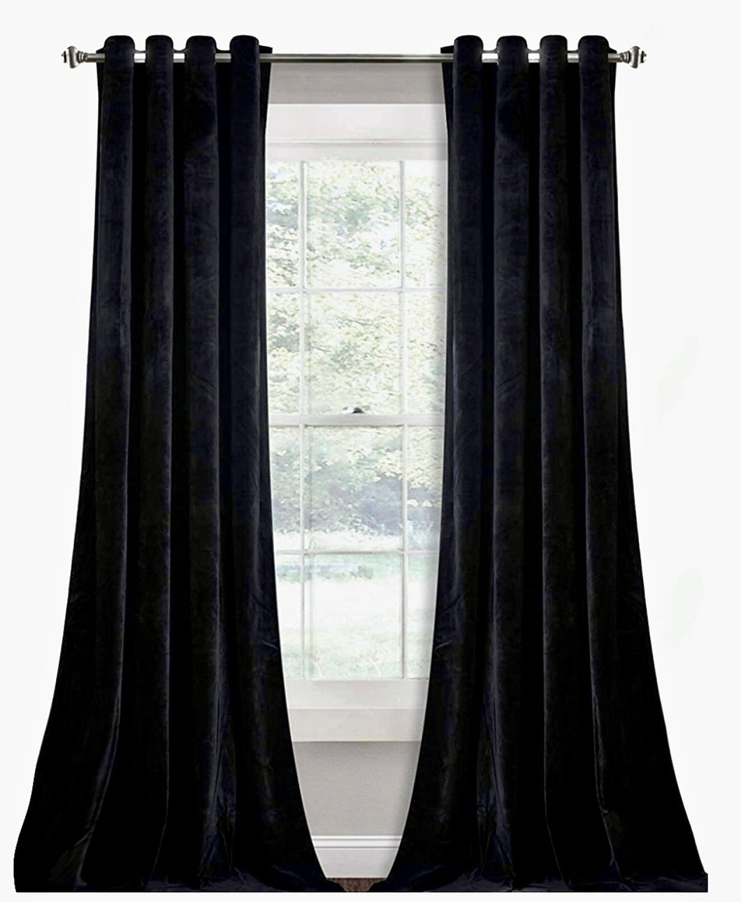 Blackout Velvet Curtain Panels - Black