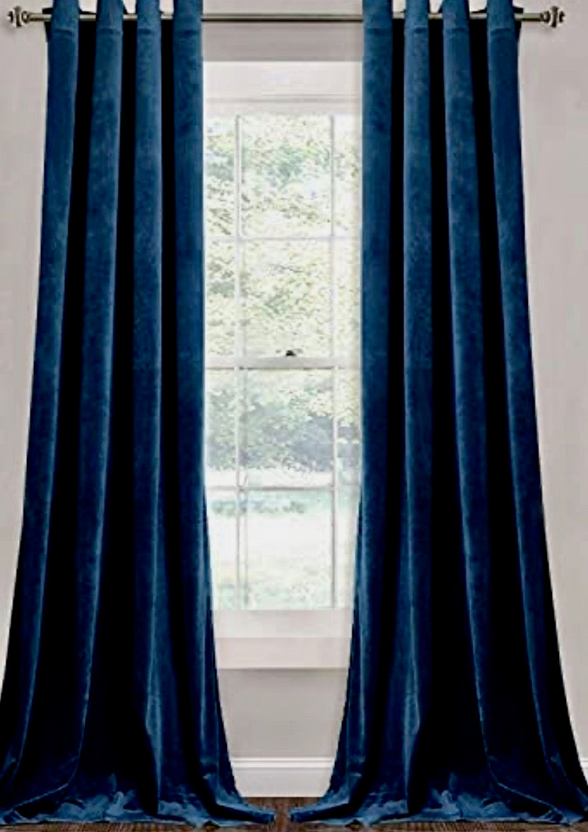 Blackout Velvet Curtain Panels - Navy Blue
